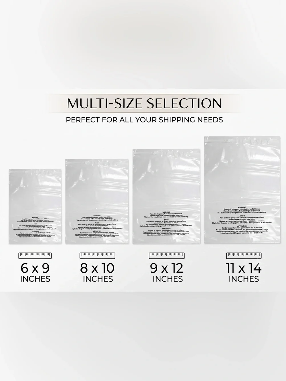 Self Seal Clear Poly Bags - Count 20 (Multiple Sizes) - 6x9, 8x10